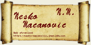 Neško Macanović vizit kartica